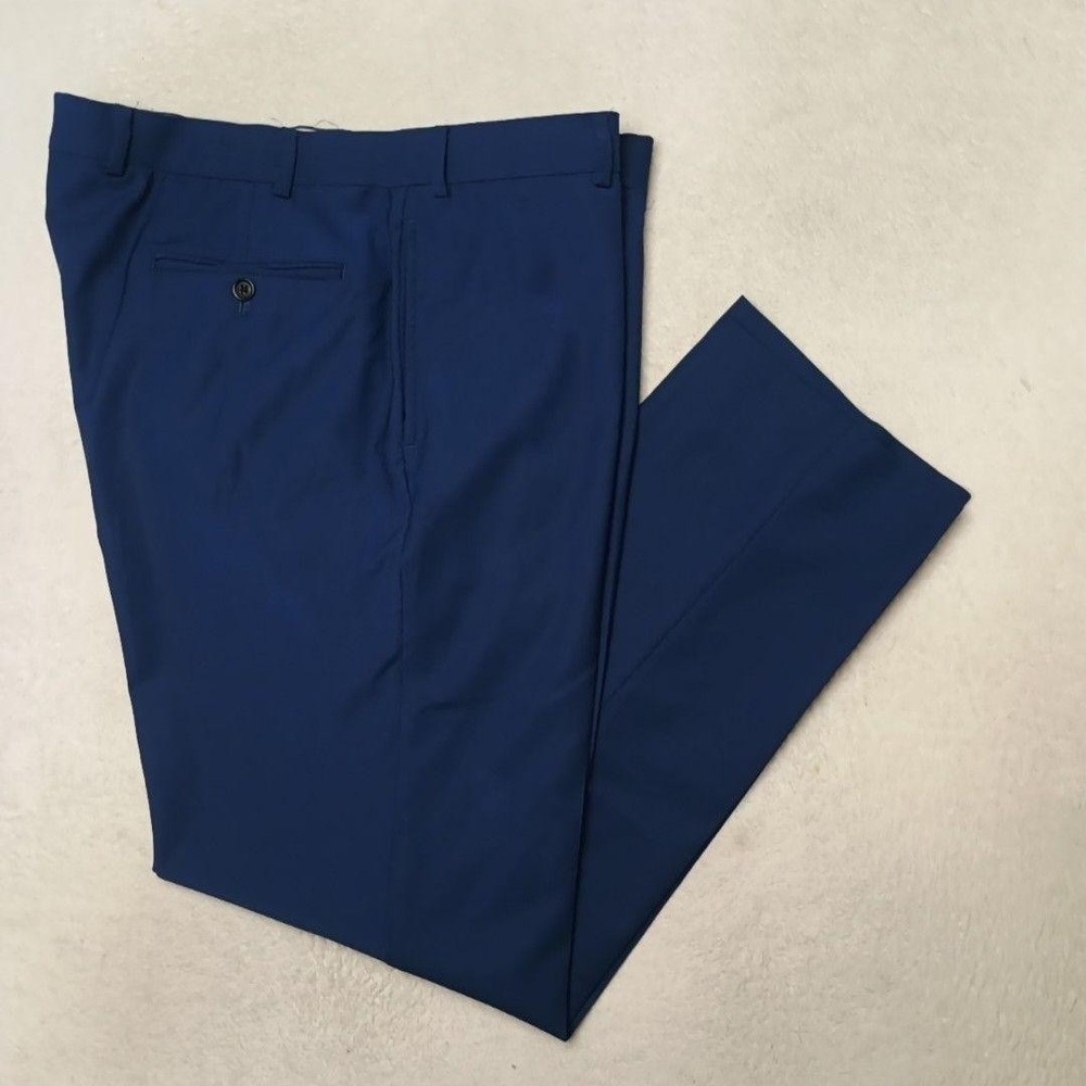 Brooks Brothers Pants Men 40x30 Blue Dress Wool Polyester Spandex Viscose Suit